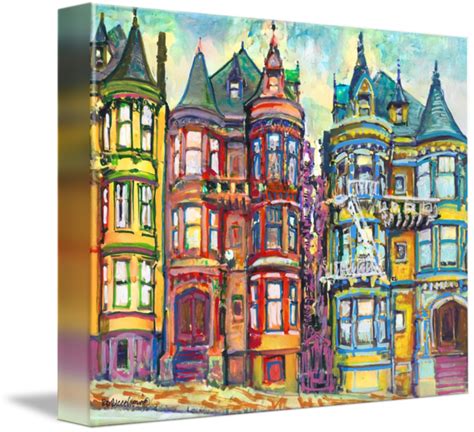 San Francisco Victorian Row Houses painting art print - Free Shipping