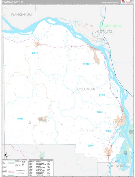 Columbia County Or Wall Map Premium Style By Marketmaps Mapsales
