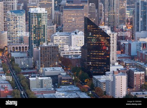 Aerial View Of Downtown Seattle Wa Stock Photo Alamy
