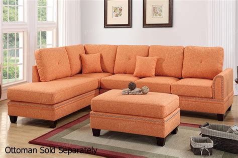 Includes five or more cushions, with two or more on each side and a connecting seat in the middle. Orange Fabric Sectional Sofa - Steal-A-Sofa Furniture ...