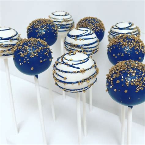 Navy And Gold Cake Pops Wedding Cake Pops Blue Cake Pops Sweet 16