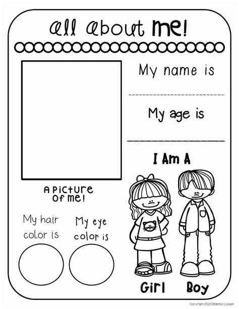 Free Printable All About Me Worksheet Kindergarten All About Me
