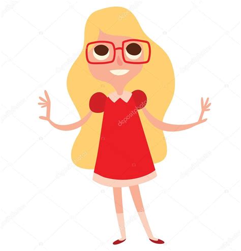 Cartoon characters with glasses and blonde hair. Funny little girl in glasses with long blonde hair — Stock ...