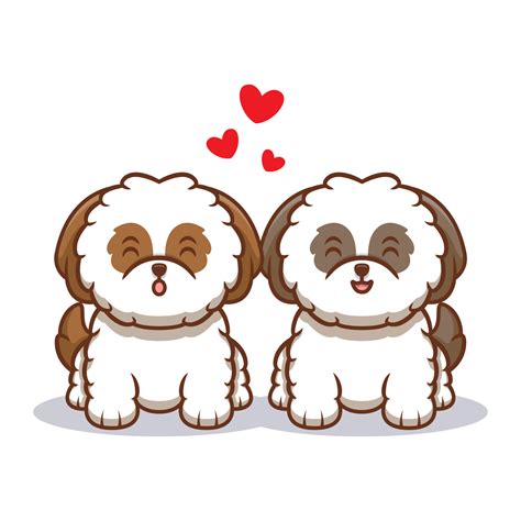 Cute Shih Tzu Puppy Fall In Love Cartoon Icon Illustration 5056044