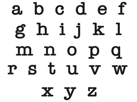 Lowercase alphabet templates