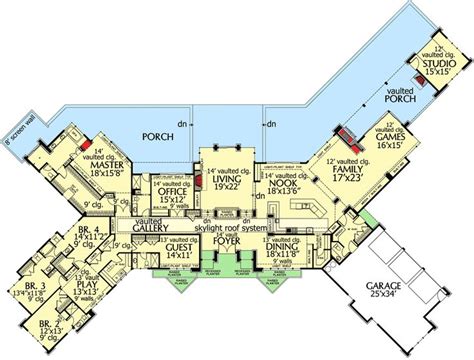 Plan 69114am Unique X Shaped House Plan With Private Studio Space