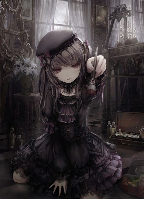 Wallpaper Gothic Anime Girl, Lolita, Dress, Brush - WallpaperMaiden