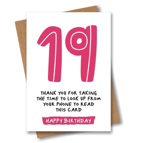 19th Birthday Card Funny Joke For 19 Year Old Etsy Uk