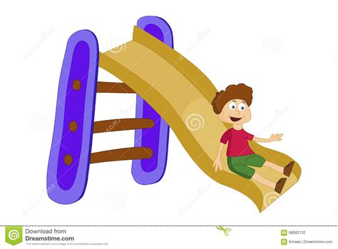 Boy Sliding Down The Slide Stock Vector Illustration Of Kindergarten