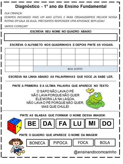 A Arte De Educar Avaliação Diagnóstica 1º Ano