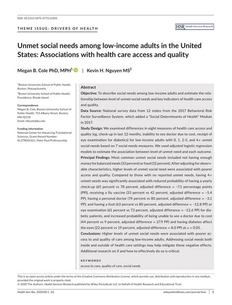 If you purchase a health insurance plan through the marketplace, a change in income can affect the tax credit you're eligible for. (PDF) Unmet social needs among low‐income adults in the ...