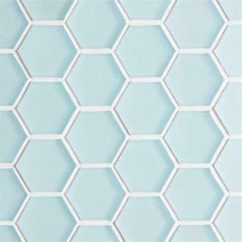 Glacier Blue Glass Hexagon Mosaic Tile Hexagonal Mosaic Hexagon Mosaic Tile Herringbone