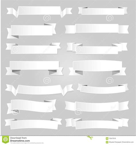 White Vector Paper Banners And Ribbons With Shadow Stock Vector