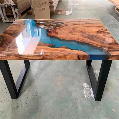 High Quality Solid Wood Crystal Clear Bar Table Top Epoxy Resin Dining