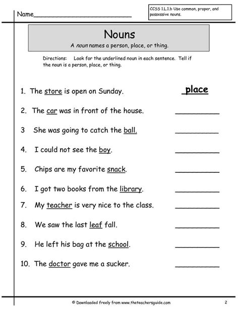 Free, printable worksheets from k5 learning. English Grammar Noun Worksheet for Grade 1 | Nouns ...