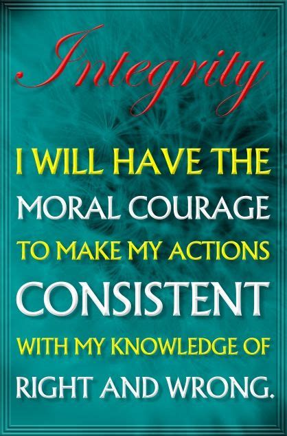 Integrity I Will Have The Moral Courage To Make My Actions Consistent