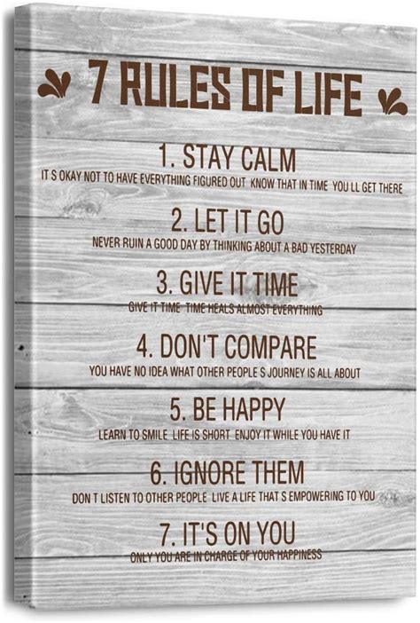 Inspirational Quotes Wall Art For Office 7 Rules Of Life Motivational