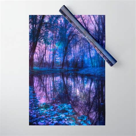 Enchanted Forest Lake Purple Blue T Wrapping Paper By 2sweet4words
