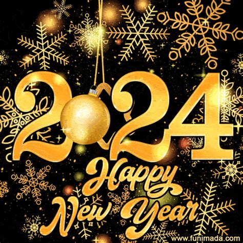Wishing You A Happy New Year 2024 Gold Glitter GIF Animation