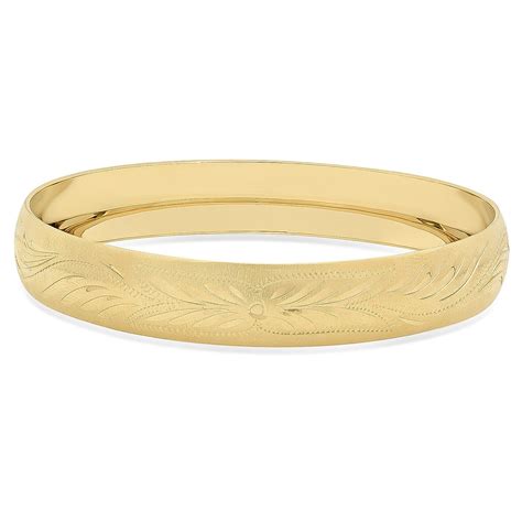 Gold Plated Domed Bangle Bracelet With Zigzag Design Microfiber Jewelry
