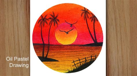 Easy Scenery Drawing For Beginners With Oil Pastels Sunset Scenery