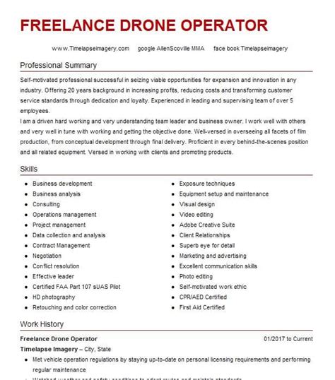 Drone Operator Resume Example