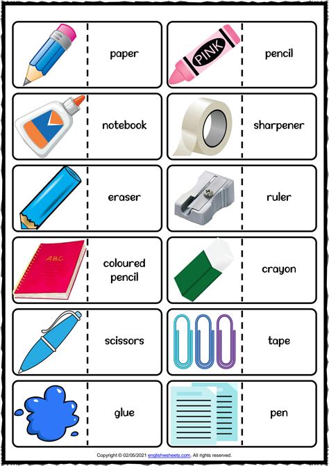 Solution Stationery Objects Vocabulary Esl Printable Dominoes Games