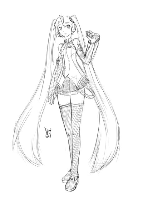 Miku Hatsune Chibi Lineart By Tho Be On Deviantart Puppy Coloring Pages