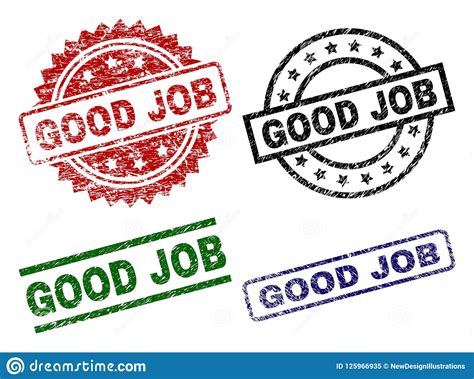 Damaged Textured Good Job Seal Stamps Stock Vector Illustration Of