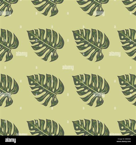 Seamless Bright Artistic Tropical Pattern With Monstera Modern