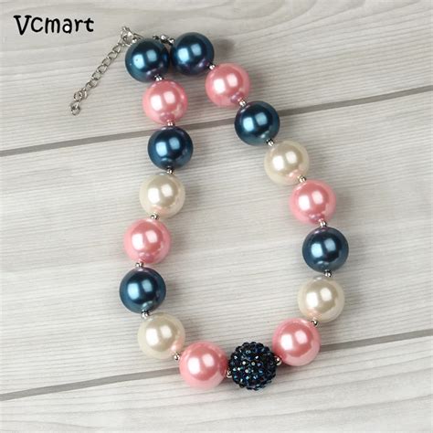 1pcs Fashion 4th Of July Chunky Gumball Bead Bubblegum Necklace 37cm