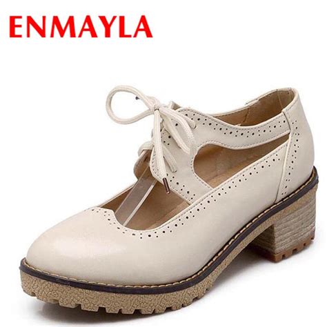 Enmayla New Women Flats Shoes College Style Round Toe Lace Up Shoes