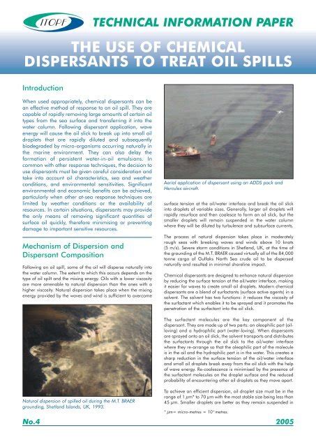 The Use Of Chemical Dispersants To Treat Oil Spills Clean