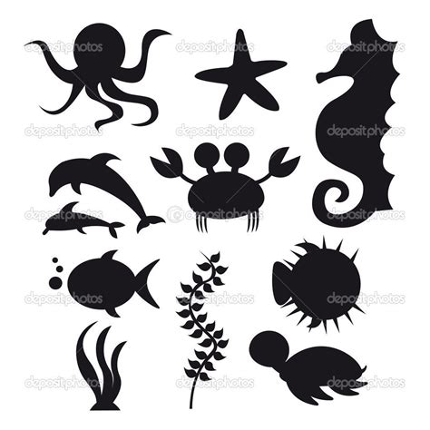 depositphotos_7095441-silhouette-sea-animals.jpg (1021×1023) | Animal