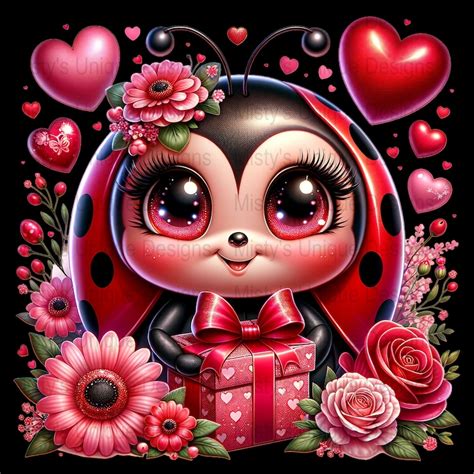 Cute Ladybug Clipart Digital Download Love Bug Png Valentines Day