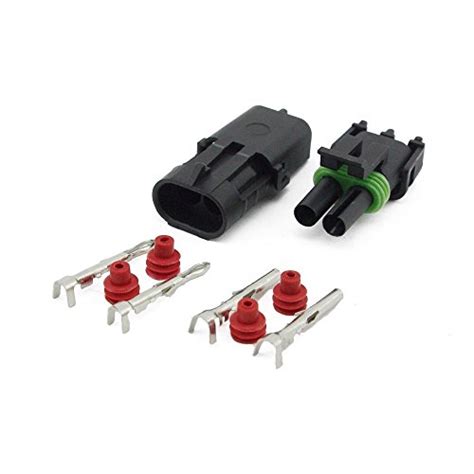 Muyi 10 Kit 2 Pin Way Waterproof Electrical Connector Green Seal Red
