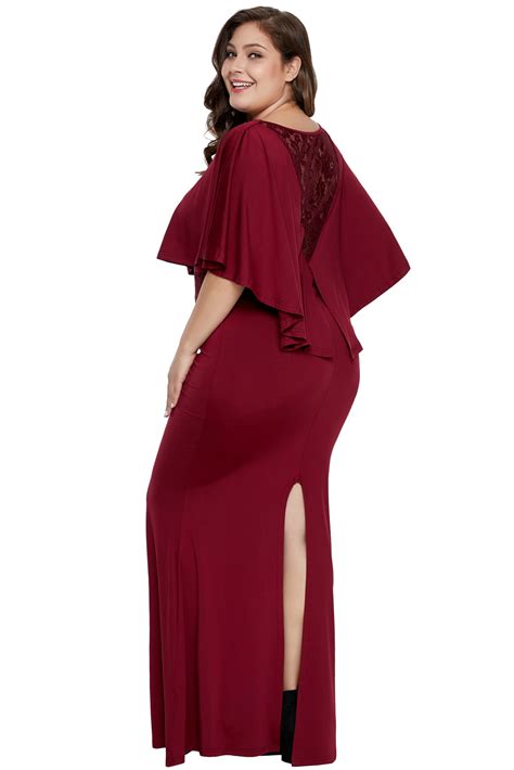 Formal events may call for a more conservative cut, like a midi dress with applique sleeves or a beaded cocktail dress topped by a flowy chiffon cape. Cape overlay plus size evening dress women festive full ...