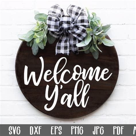 Welcome Yall Svg File Round Sign Svg Welcome Etsy Canada