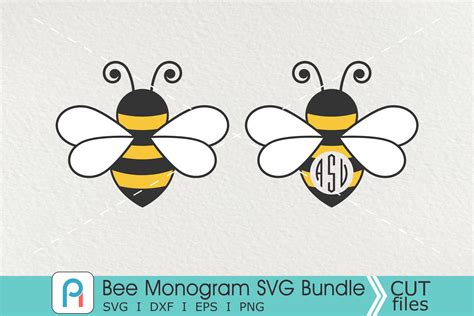 Bee Monogram Svg Bee Svg Bee Clip Art Bee Graphics 287942 Svgs