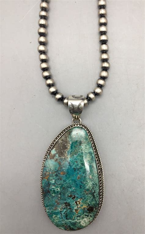 Sterling Silver Bead And Turquoise Necklace