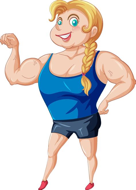 Muscular Girl Cartoon Character Sticker 4364107 Vector Art At Vecteezy