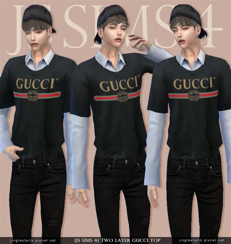 Black Sim Cc — Jinglestartk Js Sims 4 Two Layer Gucci Top