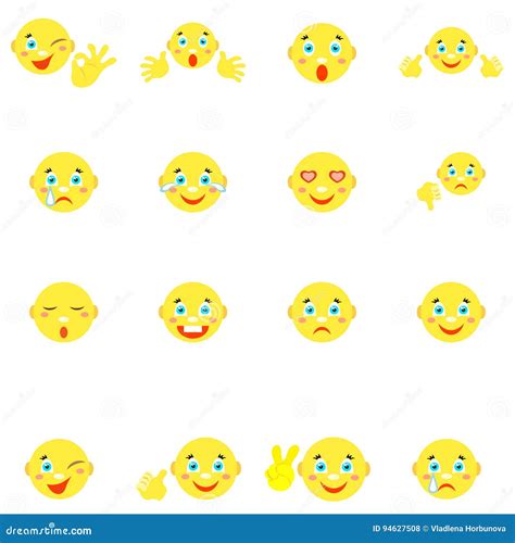 Smilies With Different Emotions And Gestures Stock Vector