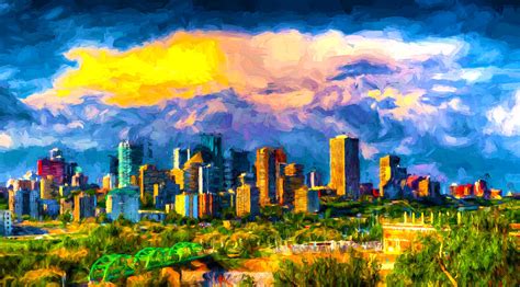 Edmonton Skyline Painting By Theo Westlake Pixels