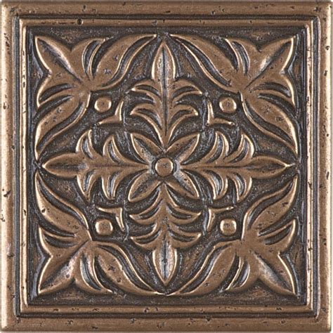 Anatolia Tile 4 Inch X 4 Inch Fiore Metal Decorative Tile In Bronze