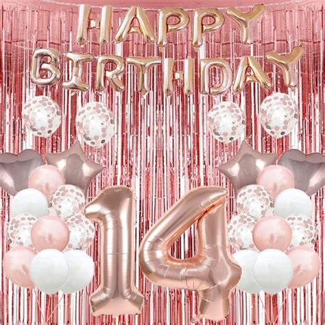 Buy 14th Birthday Balloon 14th Birthday Decorations Rose Gold 14 Balloons Happy 14th Birthday