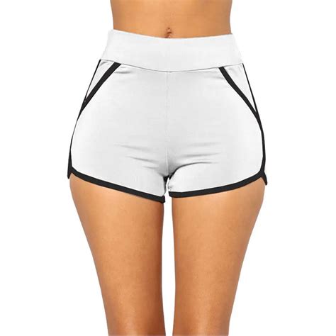 summer hot shorts women sports gym workout waistband skinny short solid causal short trouers