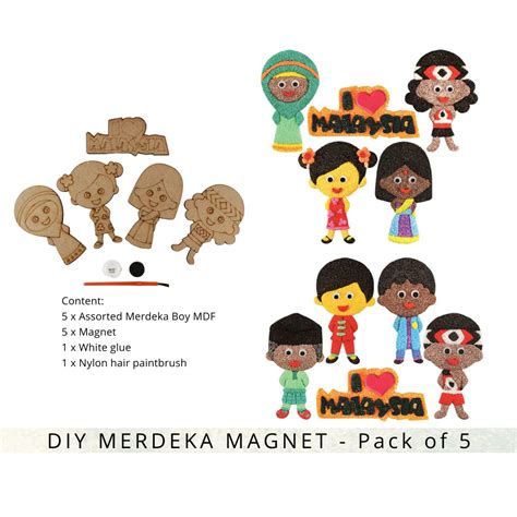 Merdeka Diy Art And Craft Kit Merdeka Boy Magnet Pack Of 5 Decoration
