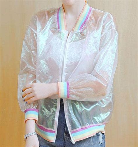 2 Colors Holographic Jacket Holo Jacket Sheer Rainbow Jacket