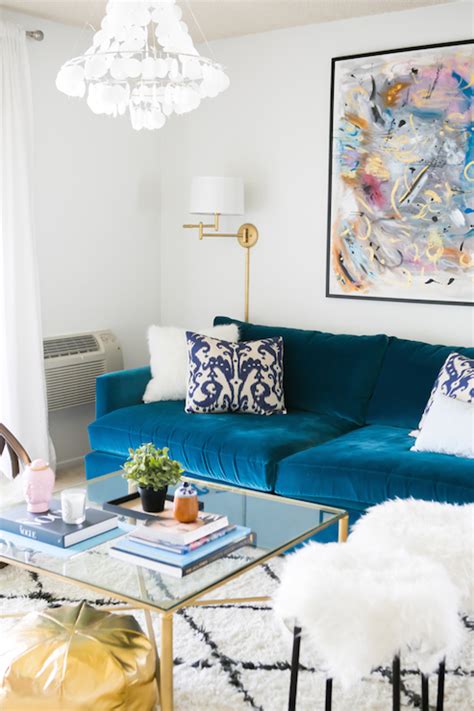 What i enjoy the most is that unique morphing characteristic. Peacock Blue Velvet Sofa - Contemporary - living room ...